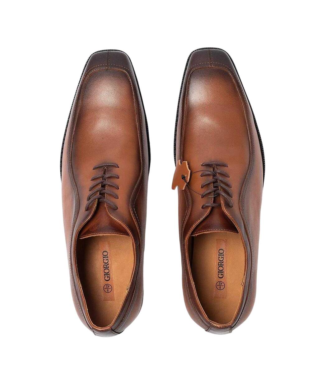 Mens Full Grain Leather Low Heel Formal Shoes Brown Giorgio-4