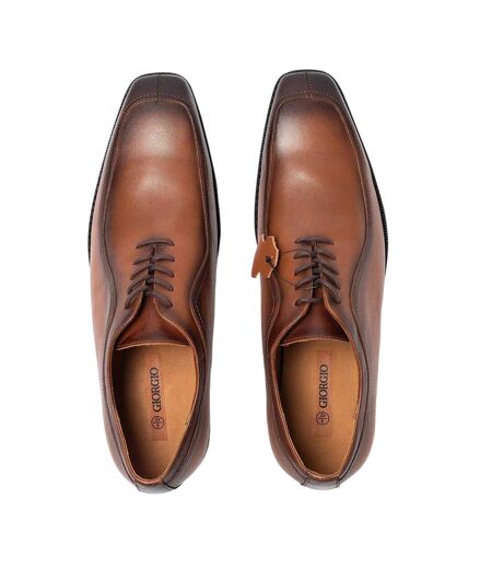 Mens Full Grain Leather Low Heel Formal Shoes Brown Giorgio