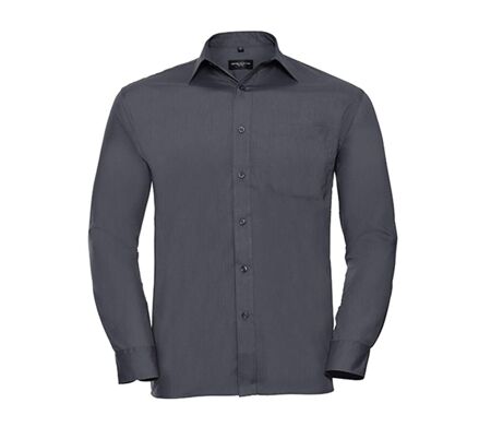 Chemise poplin manches longues repassage facile - Homme - RU934M - gris foncé