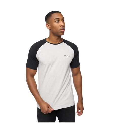 Mens Meza T-shirt Grey Marl Black Crosshatch