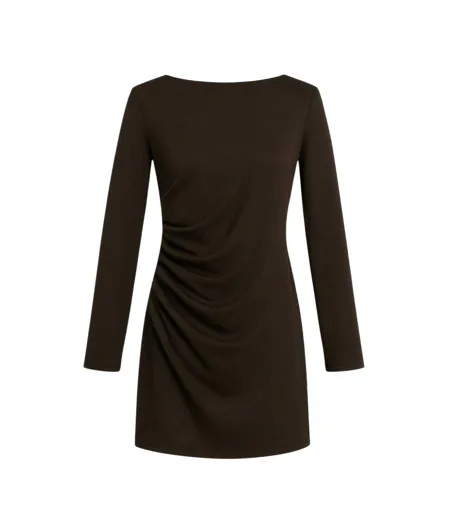 Robe Courte Manches Longues Femme Marron I Saw It First