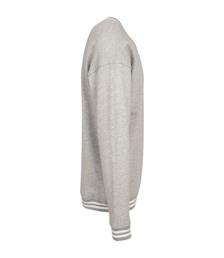 Sweat College Adulte Gris Chiné Blanc Build Your Brand