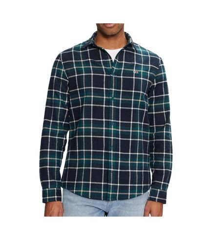 Chemise à Carreaux Bleu/Noir Homme Tommy Hilfiger Check Flanne - L