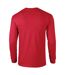 Gildan Mens Plain Crew Neck Ultra Cotton Long Sleeve T-Shirt (Red)