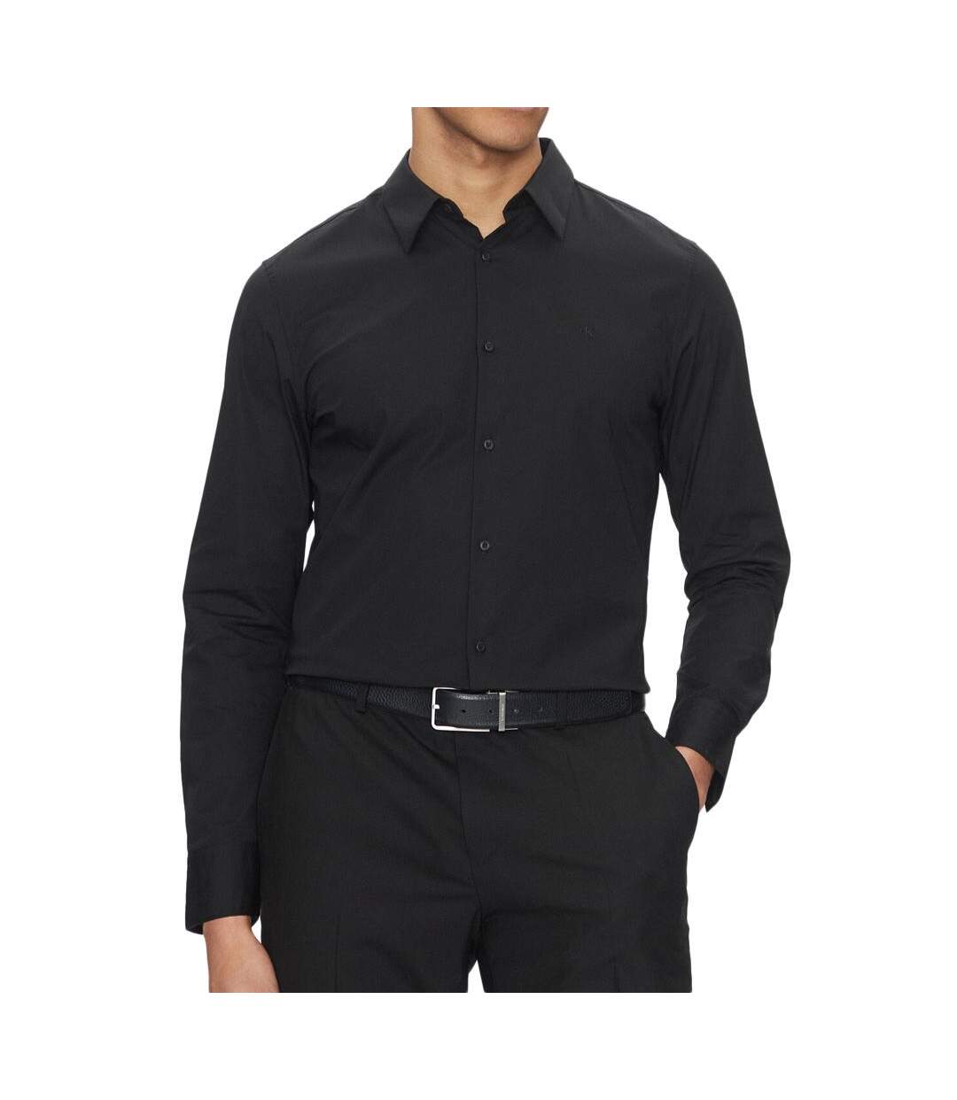 Chemise noire homme calvin klein jeans solid-1