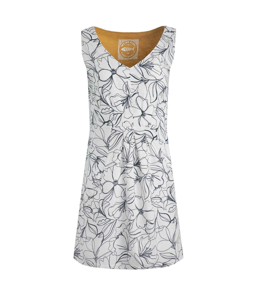 Womens/ladies indus printed jersey tunic light cream Weird Fish-1