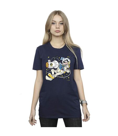 Disney Womens/Ladies Goofy Reading In Space Cotton Boyfriend T-Shirt (Bleu marine) - UTBI48694