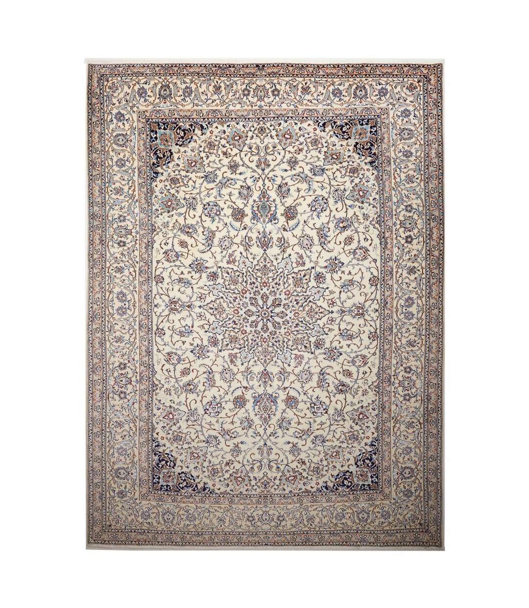 Authentique tapis d'Orient noué main en laine et soie NAIN-1