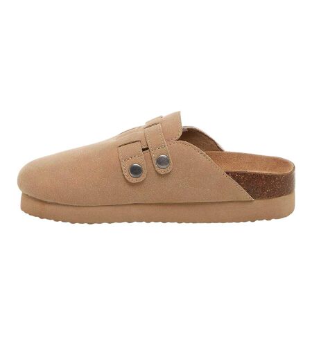 Womens/ladies Abel Plus Suede Platform Clogs Taupe Rocket Dog