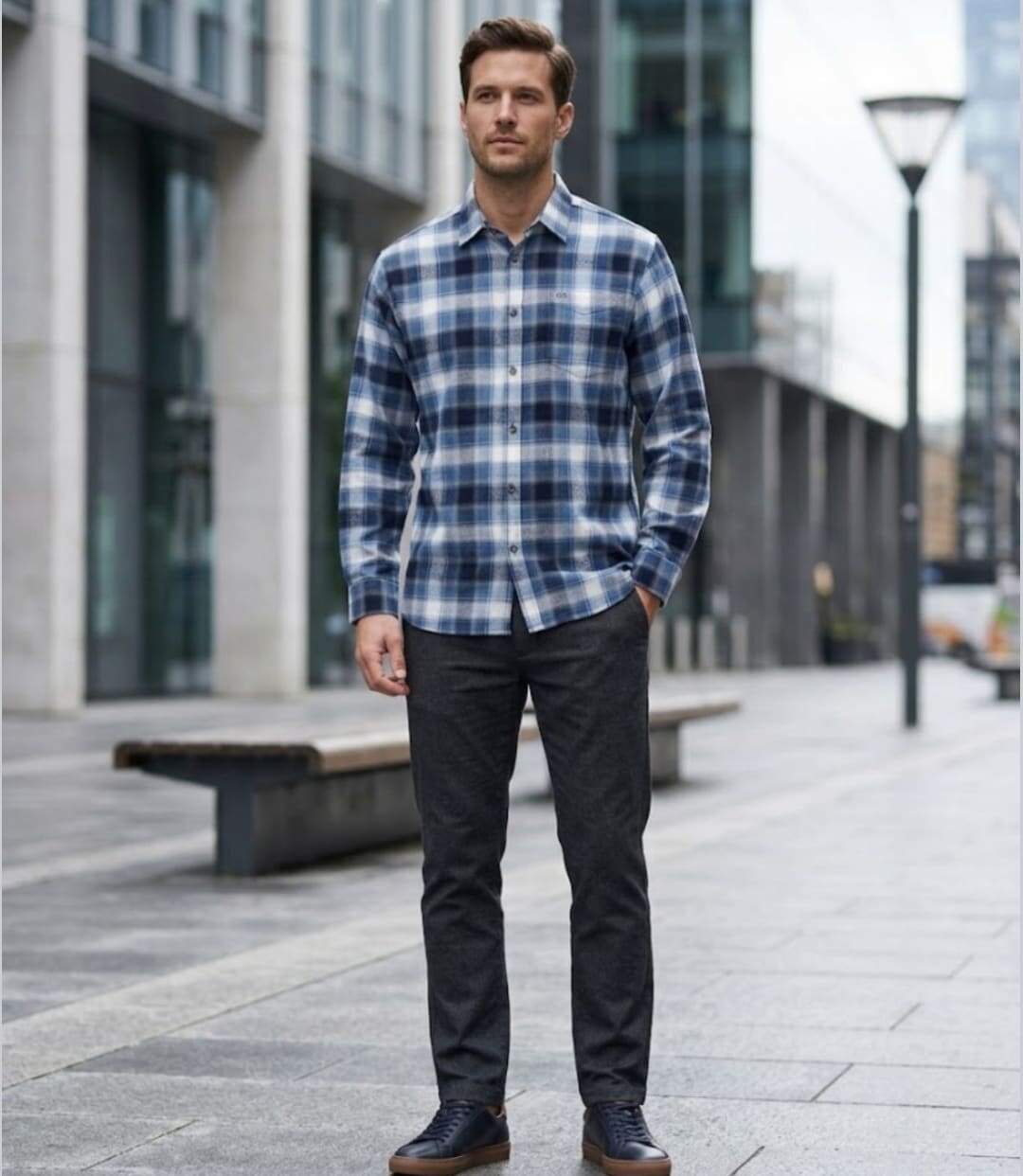 CHALLENGER BOB — Chemise à carreaux manches longues flanelle bleu/blanc : la douceur chaude au quotidien-4