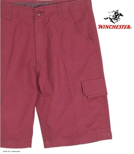Bermuda WINCHESTER IVANHOE3 uni en coton : le short bordeaux chic et fonctionnel pour l'été