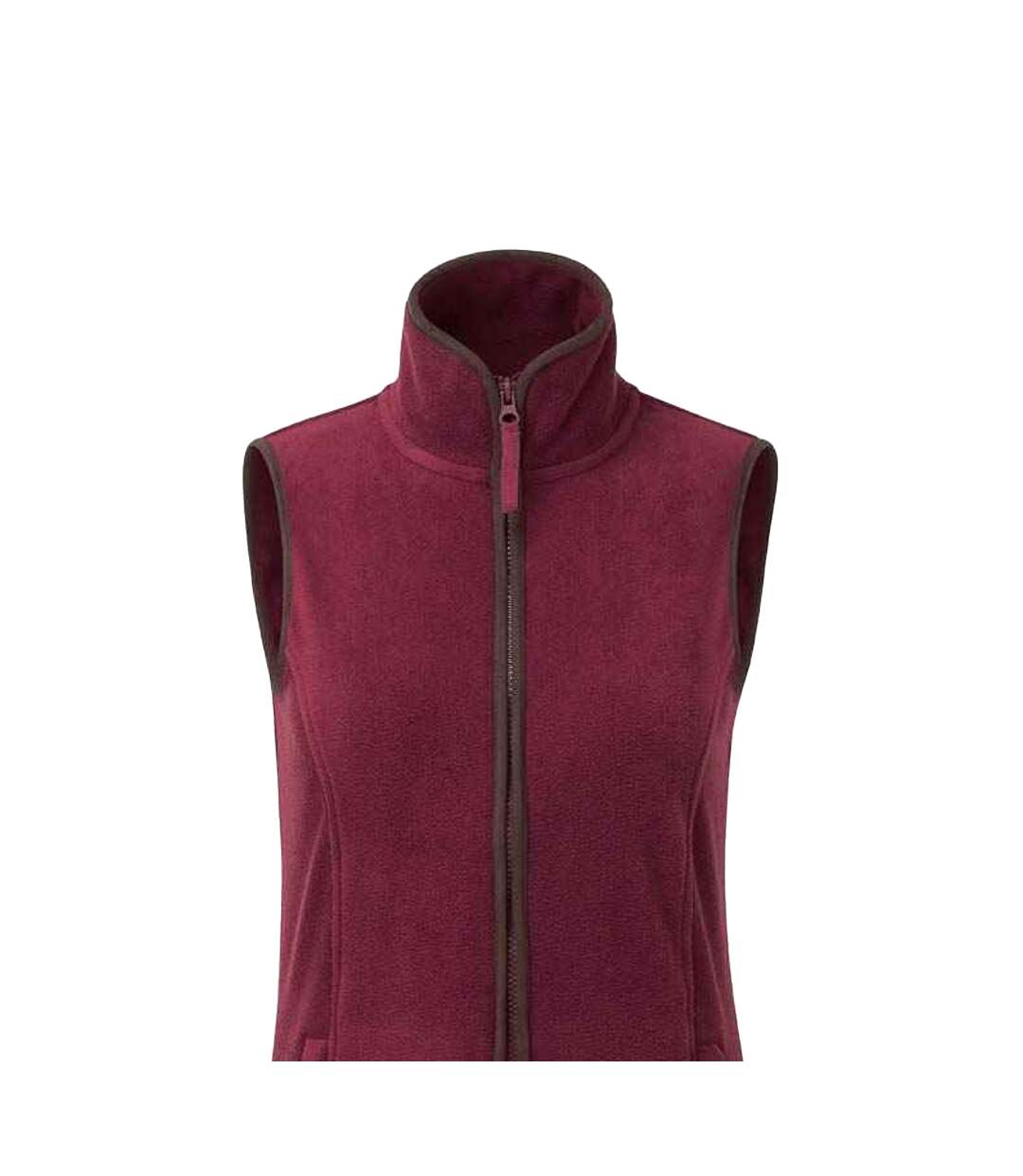 Womens/ladies artisan fleece gilet burgundy/brown Premier