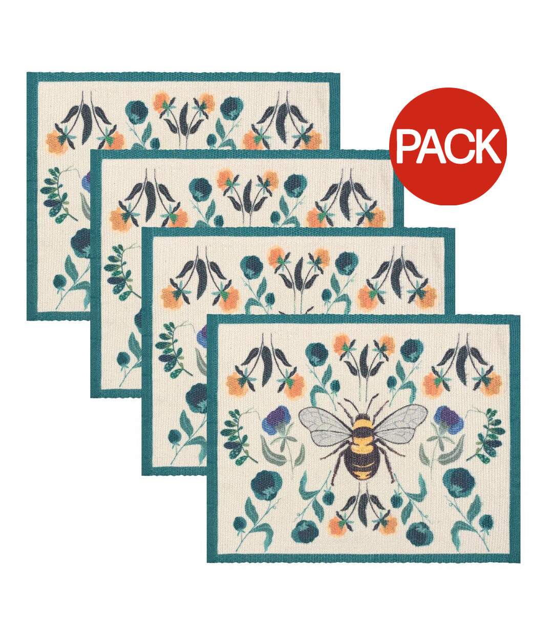 Pack of 4  Wild garden placemat  one size multicoloured Wylder-1