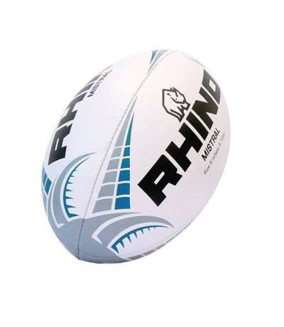 Ballon de rugby mistral taille 5 blanc / bleu / noir Rhino