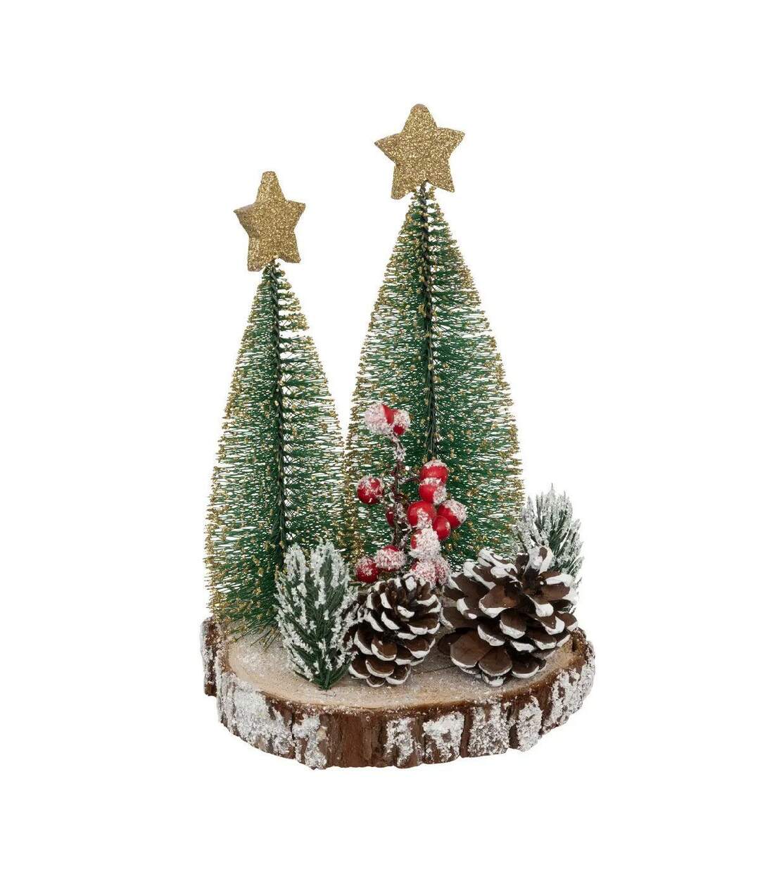 Sapin Déco en Bois Rondin 20cm Marron-1