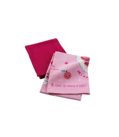 Lot de 2 Torchons Enfant Mini Fée II 50x70cm Rose