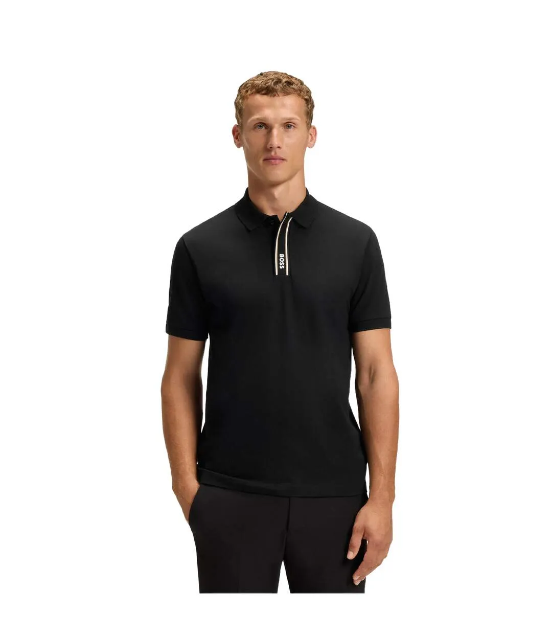 Mens Logo Regular Polo Shirt Black Boss-4
