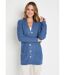 Gilet long boutonné torsades col V-1