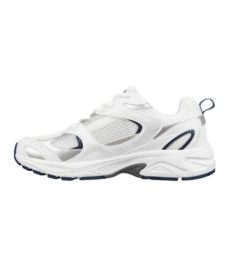 Womens/ladies Pro Mira Synthetic Leather Trainers White Navy USA Pro