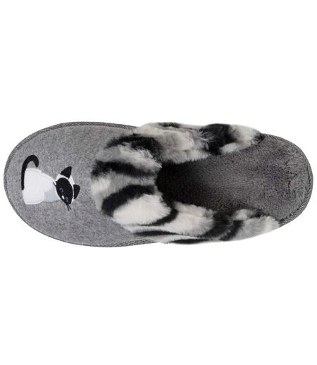 Isotoner Chaussons Mules femme chat fantaisie