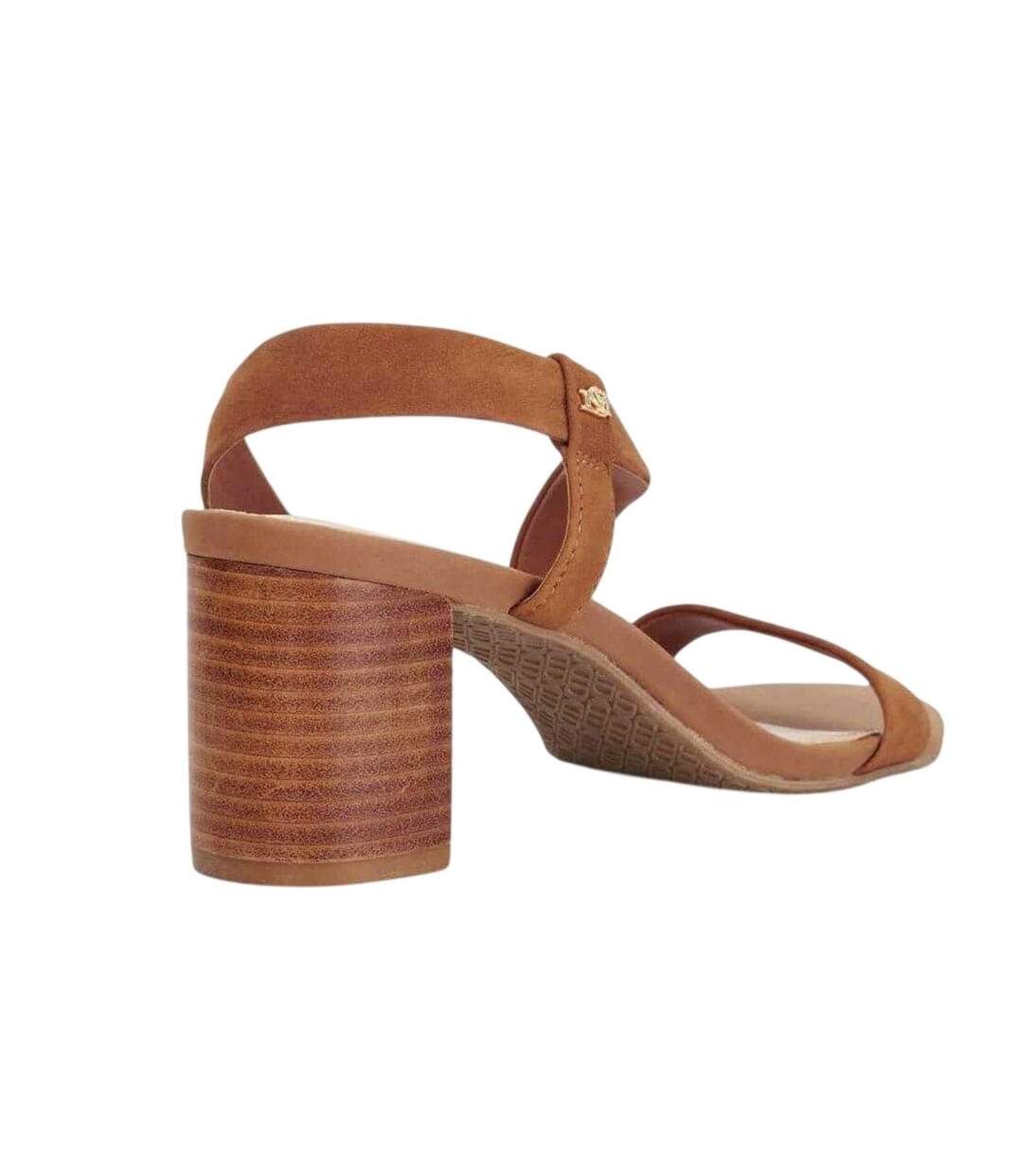 Womens/ladies Sling Back High Block Heel Sandals Tan Dune London-2