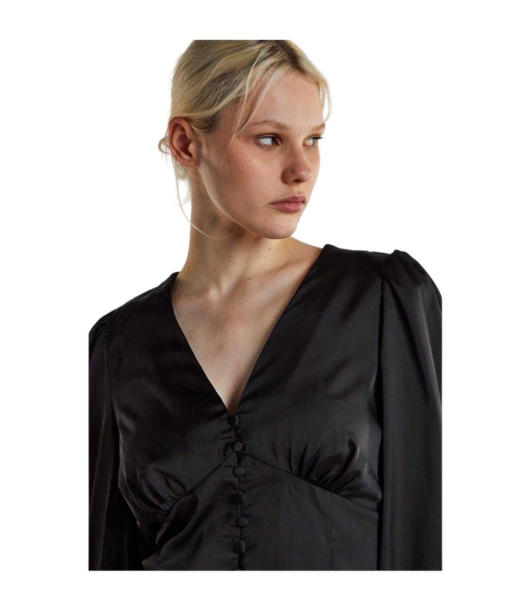 Womens/ladies Ruched Satin Blouse Black Glamorous-4