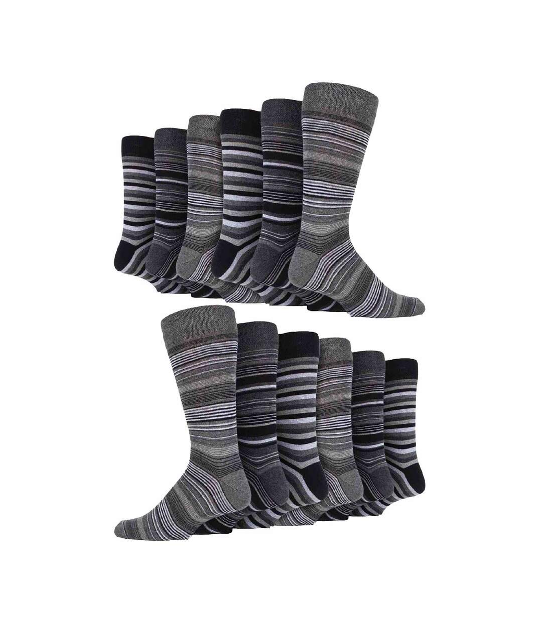 Sock Snob - 12 Paires Homme Chaussettes Coton Rayures Business-1