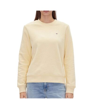 Sweat jaune femme tommy hilfiger flag crew - l