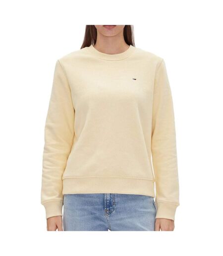 Sweat jaune femme tommy hilfiger flag crew - l