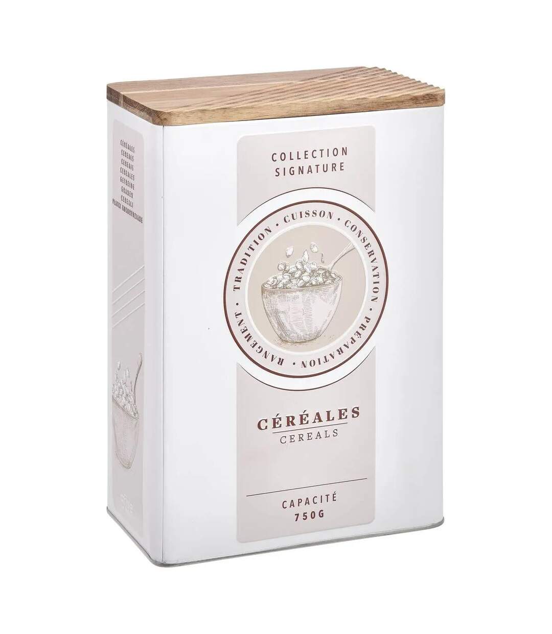 Boîte à Céréales en Métal Signature 25cm Crème-1