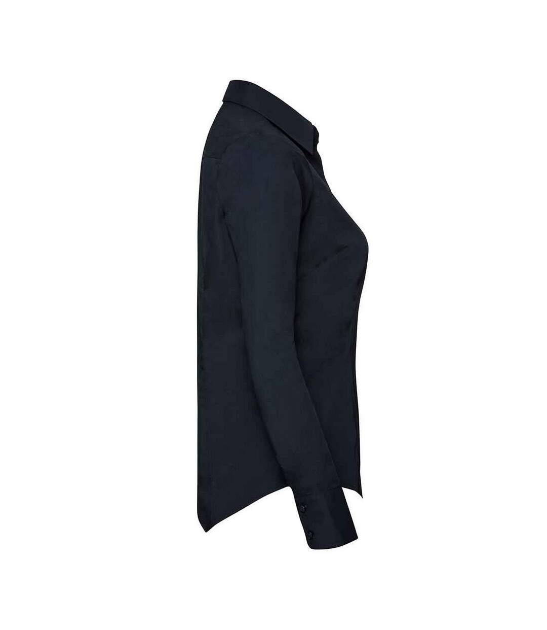 Womens/ladies polycotton fitted long-sleeved shirt french navy Russell Collection-3