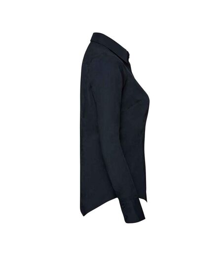 Womens/ladies polycotton fitted long-sleeved shirt french navy Russell Collection