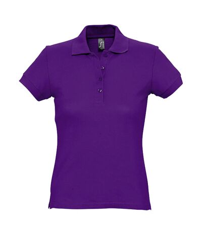 SOLS Womens/Ladies Passion Pique Short Sleeve Polo Shirt (Dark Purple)