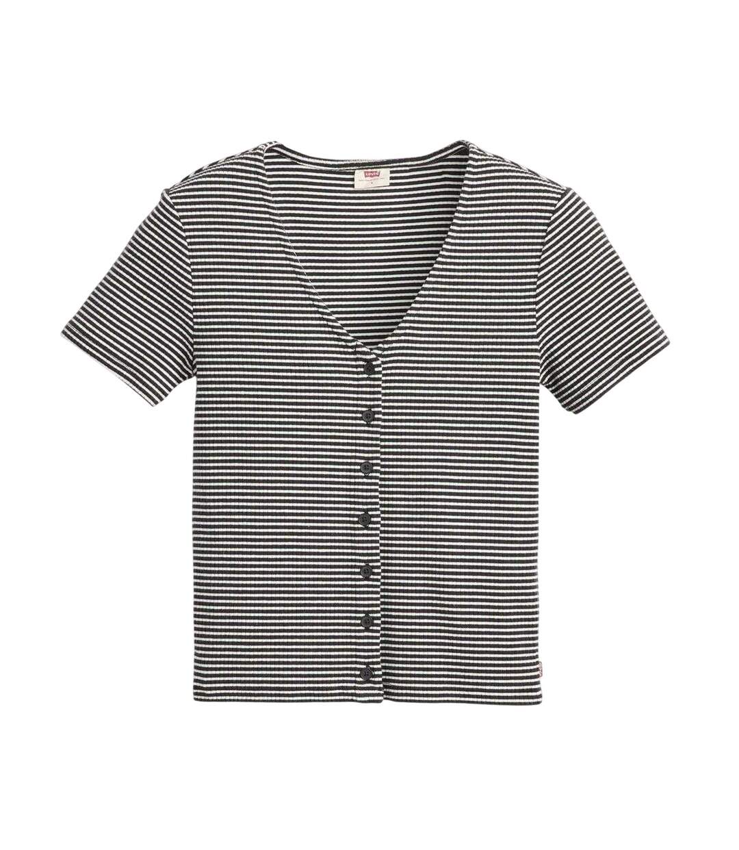 Womens/ladies Striped T-shirt Vanilla Levis-2