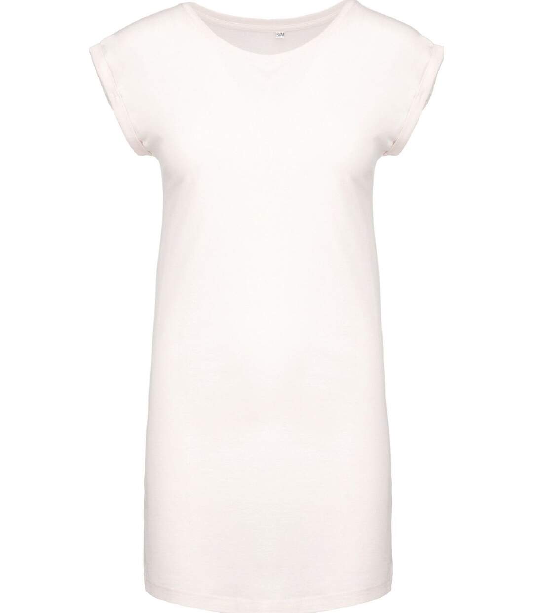 Robe t-shirt col rond manches courtes - K388 - blanc cassé - femme