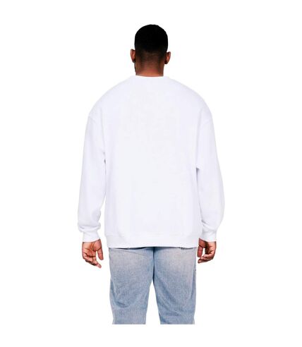 Casual Classics Mens Ringspun Cotton Extended Neckline Oversized Sweatshirt (White) - UTAB595
