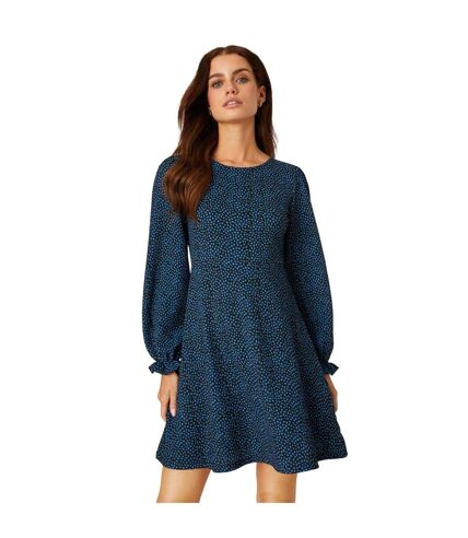 Womens/ladies spotted petite mini dress blue Dorothy Perkins