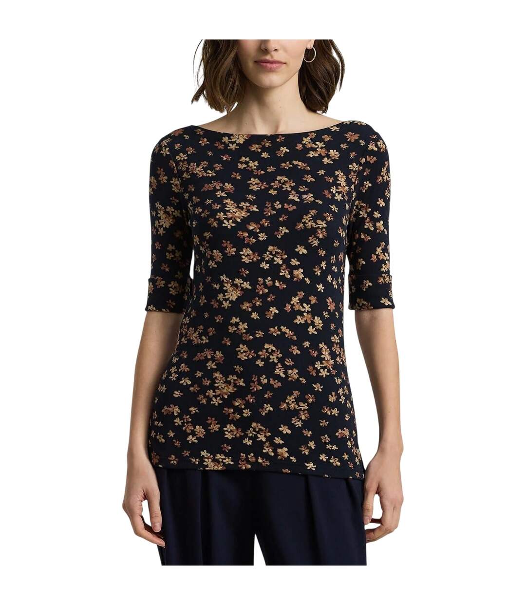 T-shirt Motif/style Floral Femme Bleu Marine Ralph Lauren-4