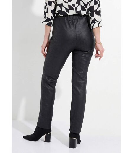 Pantalon droit enduit, semi-élastiqué