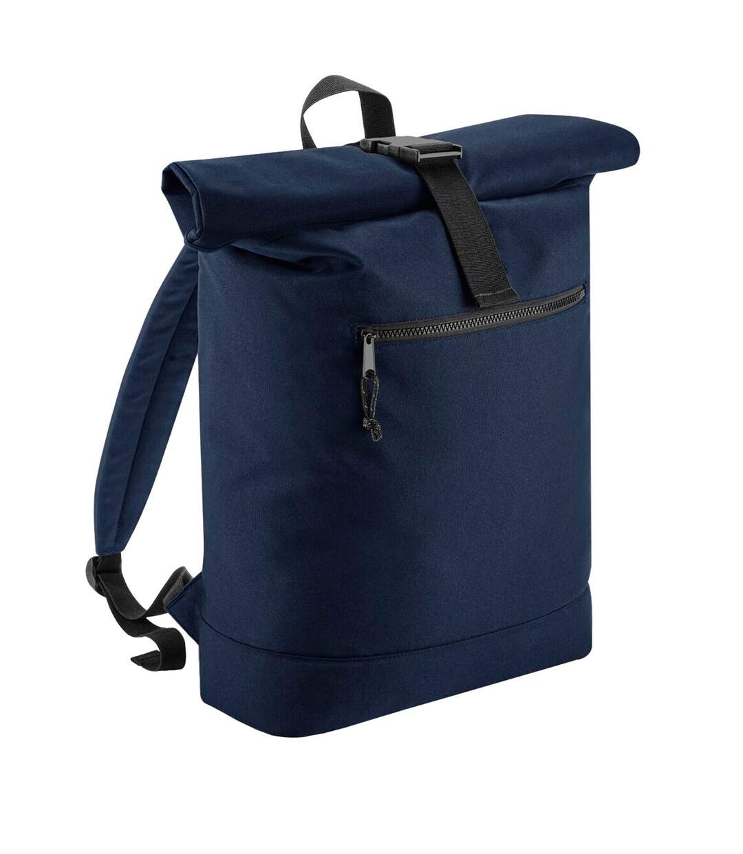 Roll top recycled backpack one size navy blue Bagbase-1