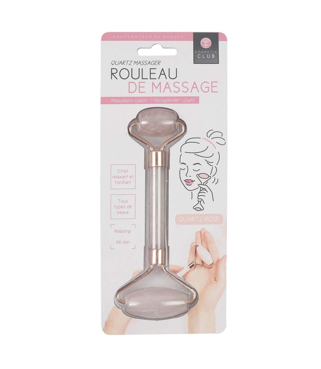 Rouleau de Massage Quartz Jade 14cm Rose-4