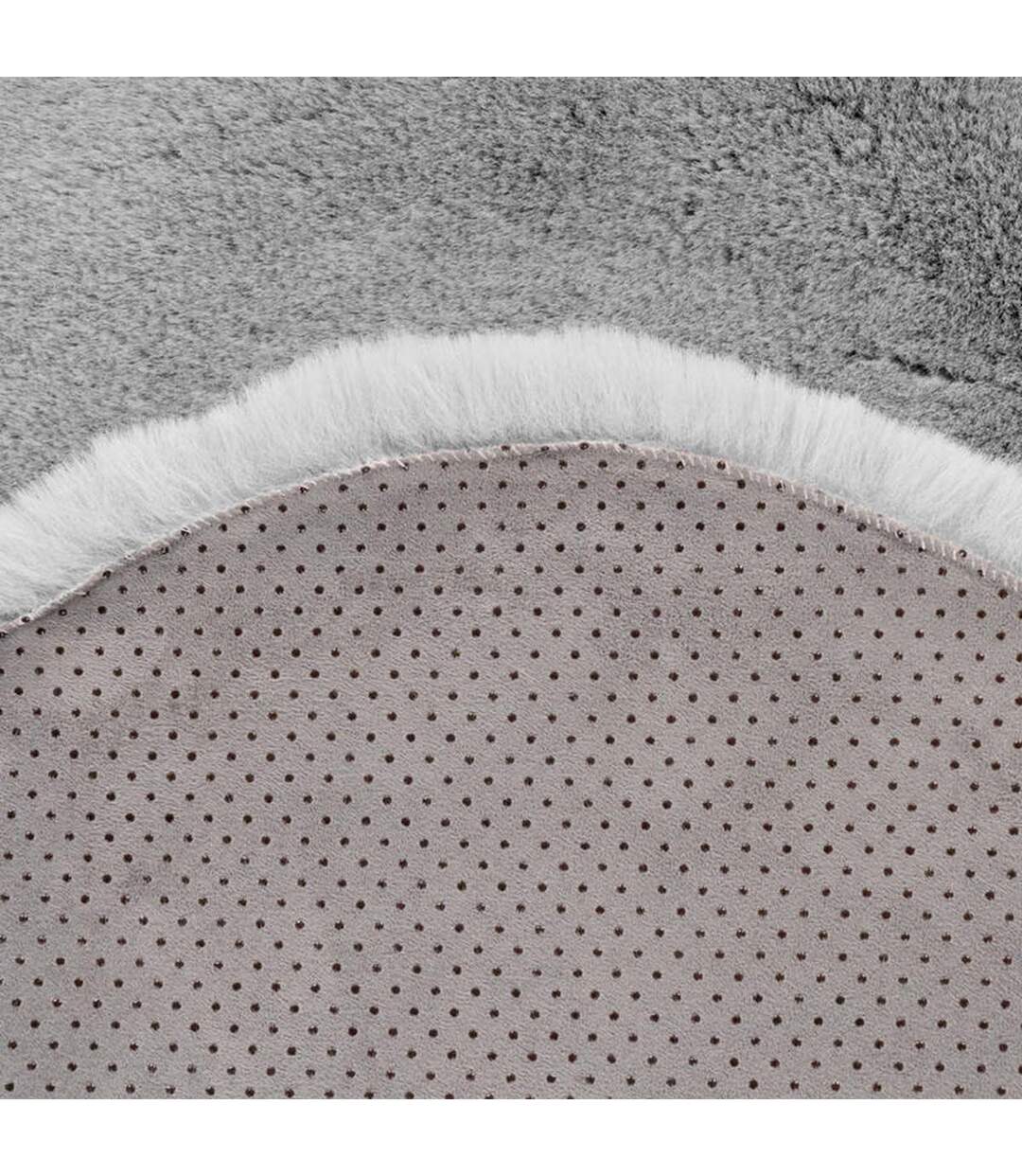 Tapis Uni Doux Poils Longs Rabbit 60x90cm Argent-4