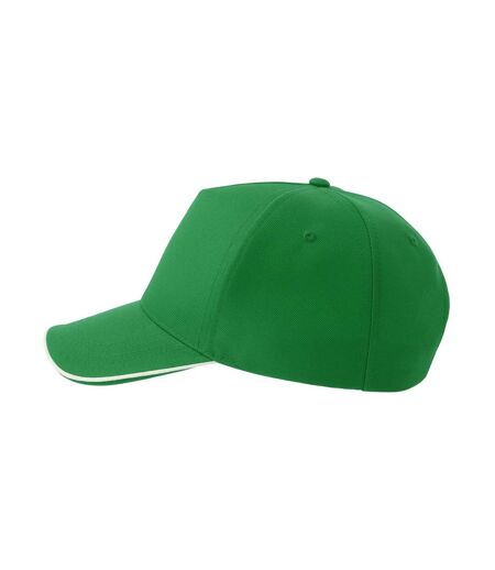 Casquette De Baseball Motif/style 5 Panneaux Recy Five Piping Adulte Vert Blanc Atlantis Headwear