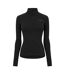 Womens/ladies Plain Long-sleeved Base Layer Top Black USA-2