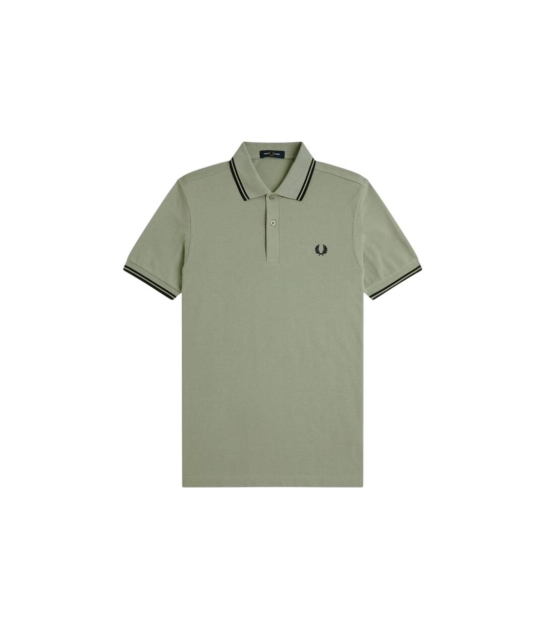 Polo Motif/style Double Pointe Homme Vert Kaki Vert Turquoise Pâle Fred Perry-2