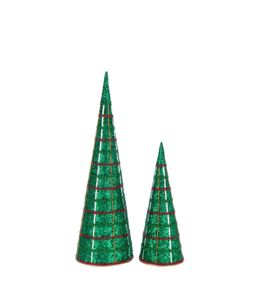 Lot de 2 Cônes Déco Perles 40cm Vert Émeraude-2