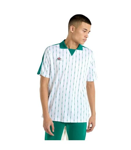 Umbro Mens Linear All-Over Print Jersey (Brilliant White/Quetzal Green)