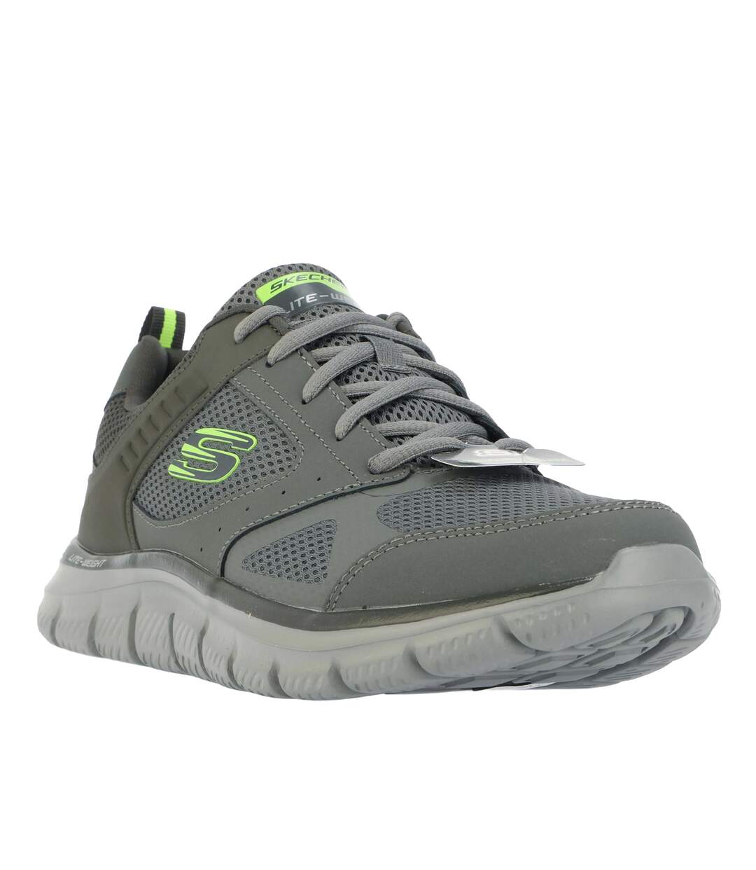 Mens track syntac coated leather trainers charcoal Skechers-1