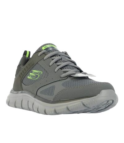 Mens track syntac coated leather trainers charcoal Skechers