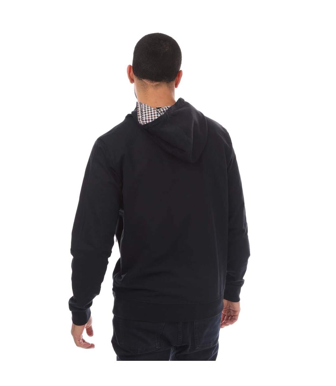 Mens Justify Checked Trim Hoodie Navy Weekend Offender-2